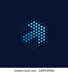 Modern Abstract Dots Halftone Icon Logo for technology business health company with modern high end look