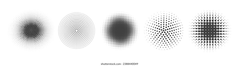 Modern abstract dotted circles. Dots on round background. Vector dotted overlay frames for poster, banner