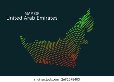 Mapa de Vector de línea punteada abstracta moderna de Emiratos Árabes Unidos aislada sobre fondo oscuro - Diseño creativo EPS 10