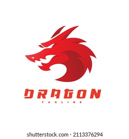 Modern abstract dragon head logo design. Dragon mascot vector icon with gradient color style