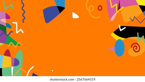 Modern abstract dynamic colored shapes, lines and scribbles background vector illustration. Aesthetic design for banner, web, wallpaper and cards.