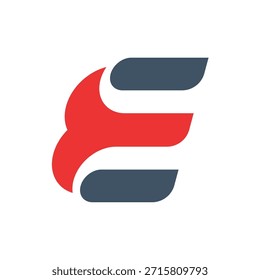 Modern Abstract E Logo in Red and Gray, Creative Brand Icon for Tech and Finance.