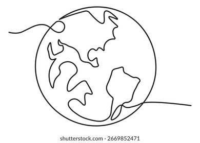 Tierra abstracta moderna una línea contínua de contorno aislar ilustración de arte minimalista