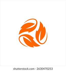 Modern abstract eco logo with circular leaf design in orange color, perfect for green energy, environmental business, sustainable branding, agriculture, or organic product identity.