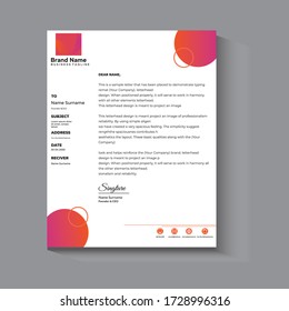 Modern abstract Elegant Business style letterhead template design. Pinkish gradient Letterhead print ready template Design For your Business Identity.