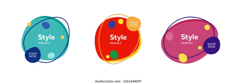 Modern abstract element collection. Colorful shapes, flowing lines, dynamical colored forms. Trendy design for logo, label, advertising banners