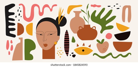 Modern abstract elements set, minimal design, vector illustration.