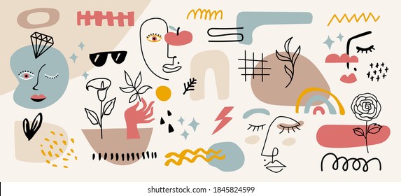 Modern abstract elements set, minimal design, vector illustration.