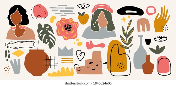 Modern abstract elements set, minimal design, vector illustration.