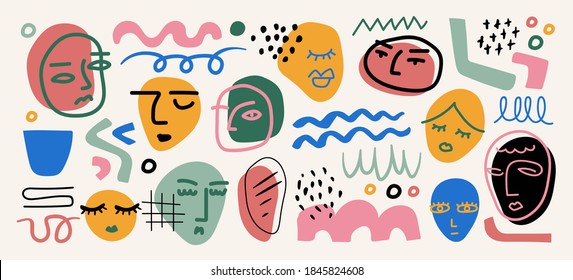 Modern abstract elements set, minimal design, vector illustration.