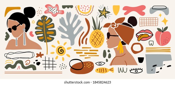 Modern abstract elements set, minimal design, vector illustration.