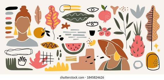 Modern abstract elements set, minimal design, vector illustration.