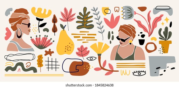 Modern abstract elements set, minimal design, vector illustration.
