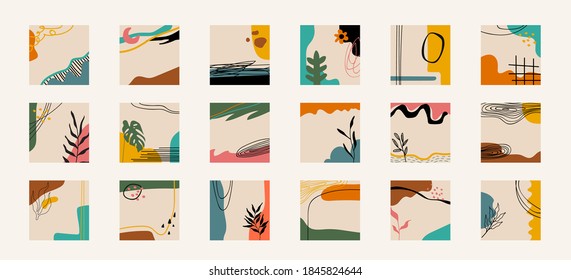 Conjunto de elementos abstractos modernos, diseño mínimo, ilustración vectorial.