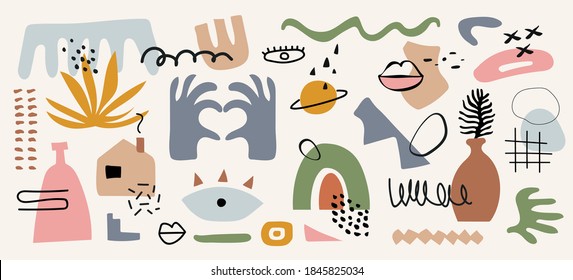 Modern abstract elements set, minimal design, vector illustration.