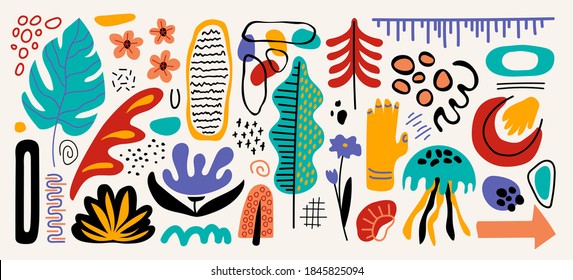 Modern abstract elements set, minimal design, vector illustration.