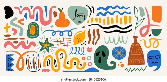 Modern abstract elements set, minimal design, vector illustration.