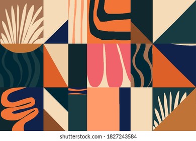 Modern abstract exotic illustration pattern. Creative collage contemporary seamless pattern. Fashionable template for design.