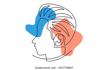 Modern abstract face. Continuous lines, minimalist concept. Beautiful pastel colors