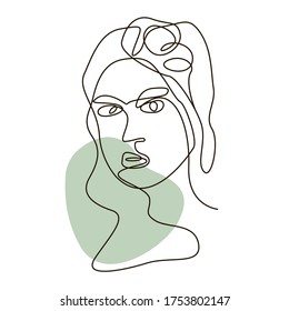 Modern abstract face. Modern female silhouette. Drawn vector illustration. Pastel shades.