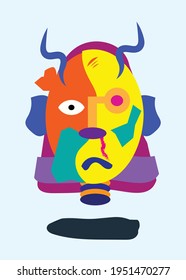 Modern abstract face illustration design, contemporary abstract face painting, abstract illustration, for your contemporary fashion design, poster, cover, wall decor. Ready to print