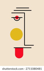 Ilustración de arte de línea de cara Abstractas moderna. Minimalista geométrica Colección de arte facial