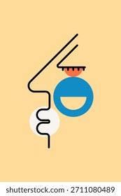 Modern Abstract Face Line Art Illustration. Minimalist Geometric Face Art Collection