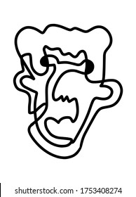 Retrato de rostro abstracto moderno. Pincel de tinta lineal. Pintura Actual De Cubismo Continuo De Línea. Afiche De Abstracción En Blanco Y Negro De Estilo Moda. Vector Illustration Clipart. Hombre