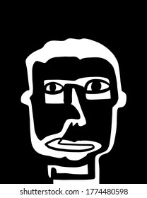 Modernes Abstraktes Gesichtsporträt. Lineare Tinte für zeitgenössische Dauermalerei. Fashion Style Black and White Abstraktion Poster. Vektorgrafik