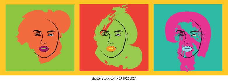 Modern abstract face with abstract shapes. Minimalism concept. Line art drawing style.contemporary human silhouette.Vector EPS 10 illustration