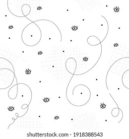 Modern abstract faces. Contemporary female silhouettes. Hand drawn outline trendy illustration. Continuous line, minimalistic concept. Vector seamless pattern. Black colors