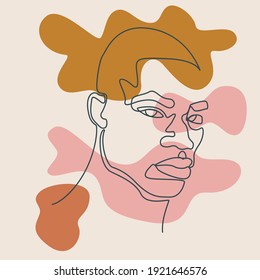 modern abstract faces continuous line. Trendy contemporary faces with various face expressions. Vector illustration in hand drawn outline style. Contemporary female silhouettes.