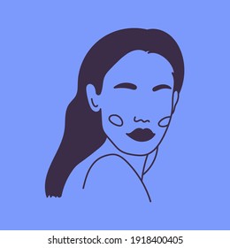Modern abstract faces. Minimalism concept. Line art drawing style. Contemporary silhouette of woman. Hand drawn trendy vector posters, illustrations for print.