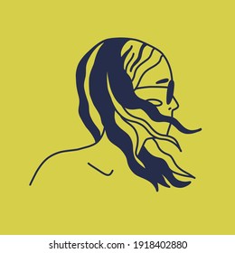 Modern abstract faces. Minimalism concept. Line art drawing style. Contemporary silhouette of woman. Hand drawn trendy vector posters, illustrations for print.