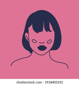 Modern abstract faces. Minimalism concept. Line art drawing style. Contemporary silhouette of woman. Hand drawn trendy vector posters, illustrations for print.