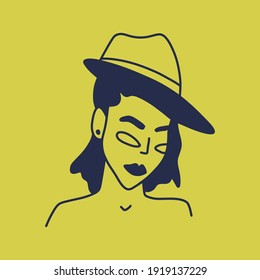 Modern abstract faces. Minimalism concept. Line art drawing style. Contemporary silhouette of woman. Hand drawn trendy vector posters, illustrations for print.
