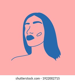 Modern abstract faces. Minimalism concept. Line art drawing style. Contemporary silhouette of woman. Hand drawn trendy vector posters, illustrations for print.