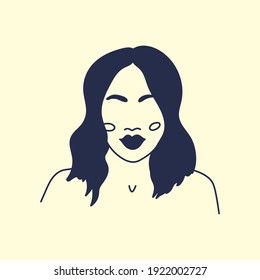 Modern abstract faces. Minimalism concept. Line art drawing style. Contemporary silhouette of woman. Hand drawn trendy vector posters, illustrations for print.