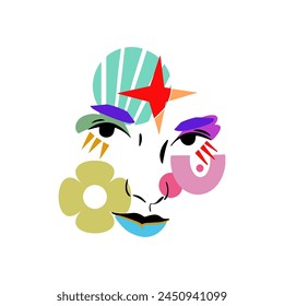 Modern abstract faces. Minimalistic concept. Trendy vector illustration.