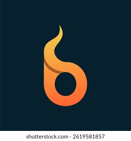 Modern Abstract Fire Logo with Orange and Yellow Gradient in a B Shape
