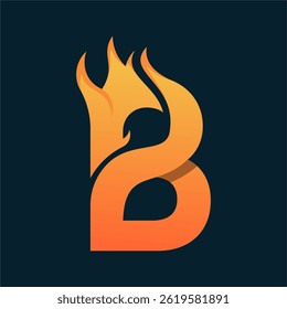 Modern Abstract Fire Logo with Orange and Yellow Gradient in a B Shape
