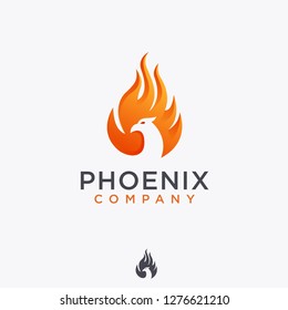 Modern abstract Fire phoenix logo icon vector template on white background