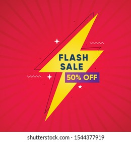 modern abstract flash sale banner. with memphis design style. Template ready for use in web or print design.