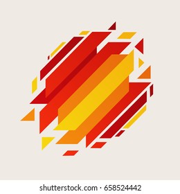 Modern abstract flat design, creative concept, diagonal background with polygonal geometric elements.Vector illustration with red, yellow, orange lines.