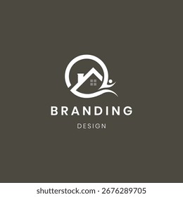 Modern abstract flat house and bio logo design