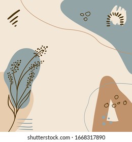 El moderno vector de arte floral abstracto deja el fondo. Hojas dibujadas a mano y fondo artístico para medios sociales, cubierta, tela, decoración interior.