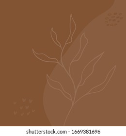 Modern abstract floral art vector leaves background. Hand draw leaves and line art background for social media, cover, fabric, interior decor.