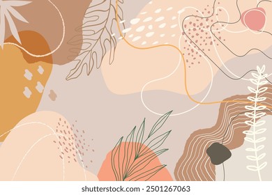 Modern abstract floral art vector leaves background
