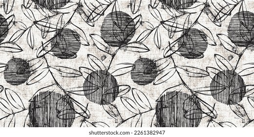 modern abstract floral background  leaves chintz earth colors on  linen textures digital prints seamless pattern design Natural. Weave Fabric for Wallpaper, Cloth Packaging, curtain, duvet cover shirt