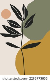 Modern abstract floral background, vector illustration in trendy minimalistic linear style. floral wall art print home decor